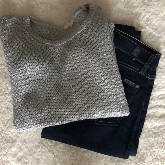 Anthropologie Sweaters - {MOTH} Anthropologie Silver Metallic Sweater EUC
